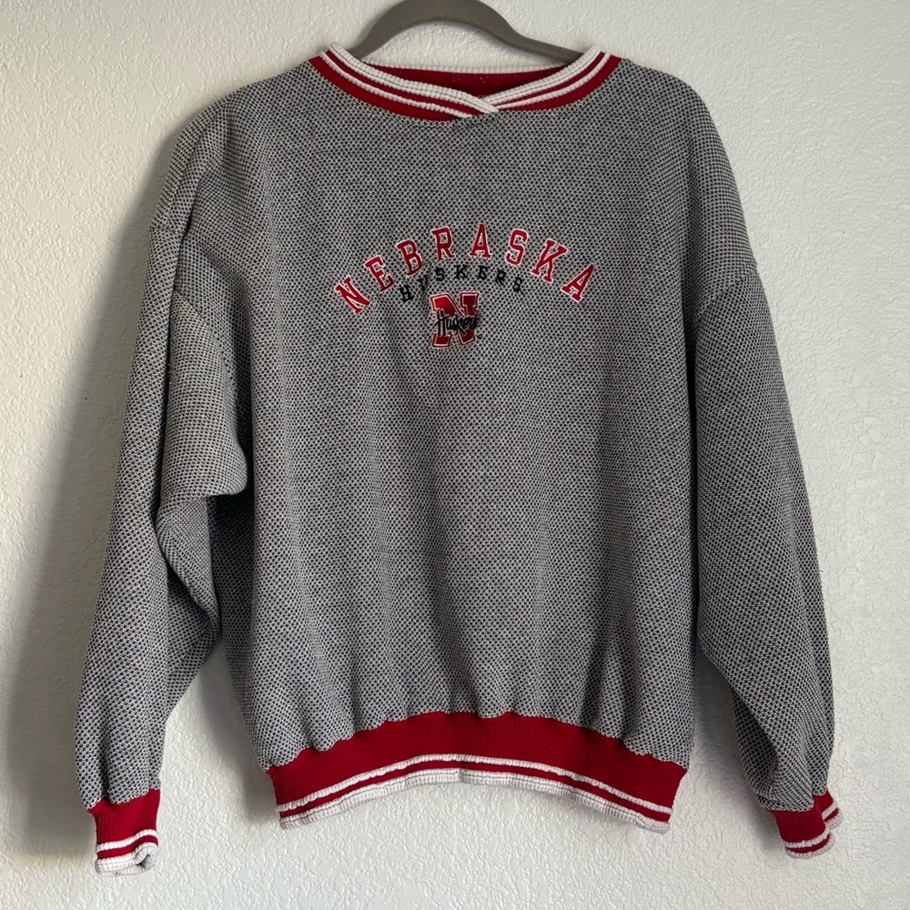 Nebraska Huskers Crewneck Sweater - Gray and Red